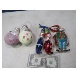 (5) Premium HandPainted Glass FIgural Ornaments $$