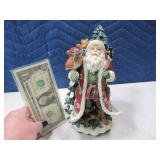 FITZ & FLOYD Santa w/ Rabbit Music Box 10"