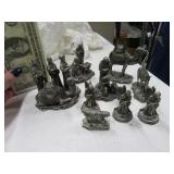 Pewter Metal 2" Nativity SET w/ Lots Pieces NICE