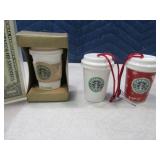 (3) STARBUCKS Coffee Themed Ornaments