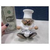 German 4.5" Sitting Chef Wood Incense Burner