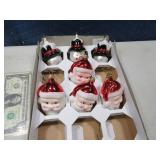 (7) Glass Santa~SnowMan Ornaments Vintage