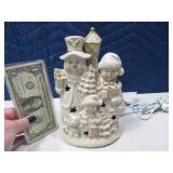 8" Lit SnowMan Family Lit Decor