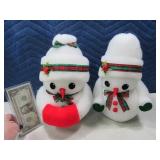 (2) Vintage 12" StuffingMade Snowmen Decor
