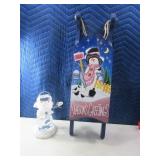 (2) Wood Sled & LightUp Snowman Decor Nice