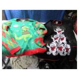 (2 Vintage XMas Sweaters Womens XXL 28w Dinosaur