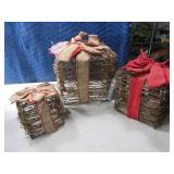 3pc LED Grapevine GiftBox Decor SET 2of2