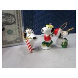 (3 Vintage Pottery SNOOPY Ornaments 60s era