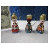 (3) Wooden German Handpainted Wiseman 3"