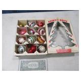 Dozen Antique SHINY BRITE Glass Ornaments