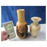 (2) Wooden Spun ArtistSigned Vases