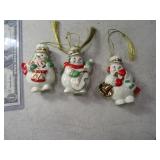 (3) LENOX Snowman Porcelain Ornaments