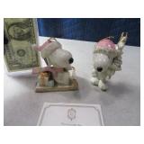 (2) LENOX Snoopy Peanuts Beautiful Ornaments