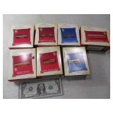 7pc Hallmark TRAIN Setup Ornaments Boxed EXC