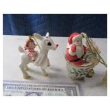 (2) LENOX Ornaments Porcelain Reindeer~SantaCup