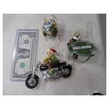 (3) HARLEY Motorcycle Themed Ornaments