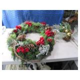 (2) Nice 20" Lit Wreath & FreeStand Bouquet Decor