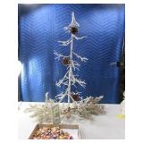 Silver NEAT Mini Stick 36" Tree w/ Mini Ornaments