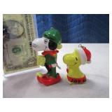 (2) early 80s SNOOPY Porcelain Ornaments Peanuts
