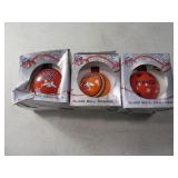 (3) BRONCOS NFL Glass Ball Ornaments