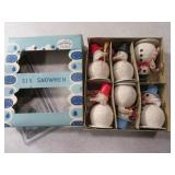 Antique SHINY BRITE Six Snowman Ornament SET boxed