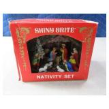 Vtg SHINY BRITE 4" Nativity Set *original box*