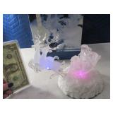 12" IceSculptureLook Poly SANTA light up Sleigh