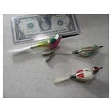 (3) Glass BIRD Ornaments