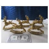 (5) 6" Reindeer Gold-Look Ornaments
