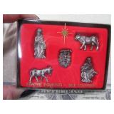 Vintage Mini Pewter Nativity Set