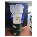 (6) Nice Storage Bins 4-Clear Flip Top & 2 Xmas Lg
