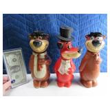 (3) Vintage Poly YOGI & Dog Cartoon Coin Banks