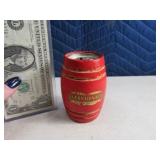 Early Wood LUCKY KEG Coin Bank 4"