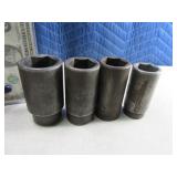 (4) HD 1/2" Drive Impact Type Sockets tools