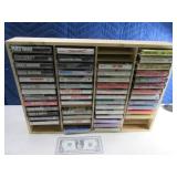 LOT Estate Cassette Tapes in Wood Holder