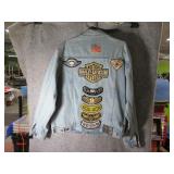 HARLEY szLG Denim Jacket w/ Patches & Pins ESTE $$
