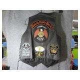 Fantastic XL Leather Vest w/ Patches $$$