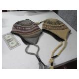 (2) Winter Womens Stocking Hats chin tie
