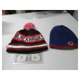 (2) Chicago Cubs & Blackhawks Winter Stocking Hats