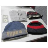 (4) Mens Stocking Hats & Lg Thinsulate Gloves