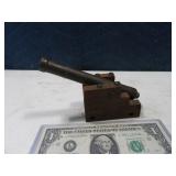 Neat Vtg Mini 5" Brass/Wood Desktop Cannon