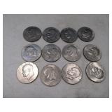 (12) $1 Eisenhower Dollar Coins Money