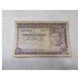 Banque De Du Mali 50 Currency Bill SEPT 1960 Rare?