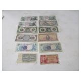 (11) asst Vintage Paper Money Bills Foreign