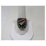 Vintage ZUNI Look Pawn sz9.75 Ring w/ Stone