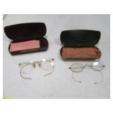 (2) Antique Eyeglasses GoldFilled & SilverLike