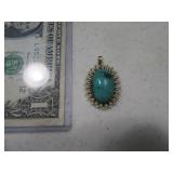 1.5" Gold/Turqoise Pendant
