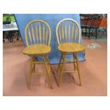 Pair Sturdy Wooden 30" BarStools Stools