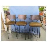 (3) Rustic 30" Metal Base BarStools Stools
