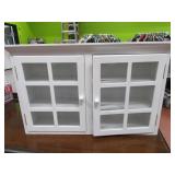 27" White 2door Wood/Glass Wall Cabinet Bath~Bed